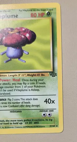 1999 Pokemon WOTC Jungle Vileplume Rare non-holo 31/64 JVl003 - Image 4
