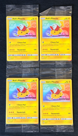 x4 Pokemon TCG Ash's Pikachu SM108 Black Star Promo I Choose You Sealed New - Image 1
