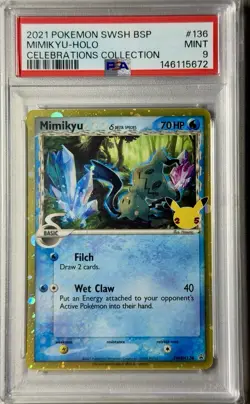 2021 POKEMON SWSH BLACK STAR PROMO CELEBRATIONS COLL #136 MIMIKYU-HOLO PSA 9 MT - Image 1