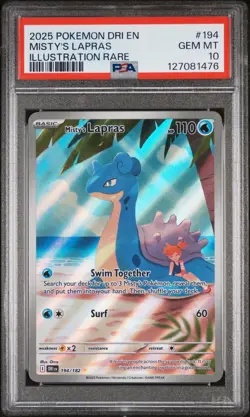 2025 POKEMON DRI EN-DESTINED RIVALS ILLUSTRATION RARE #194 MISTY'S LAPRAS PSA 10 - Image 1