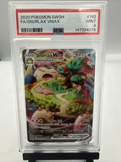 Pokemon Snorlax VMAX Full Art Ultra Rare Holo 142/202 Sword & Shield PSA 9 - Image 1