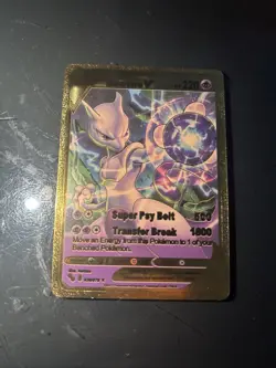 Pokemon Mewtwo v HP220 Super Psy Bolt Gold Foil Fan art Display Card 030/078 - Image 1