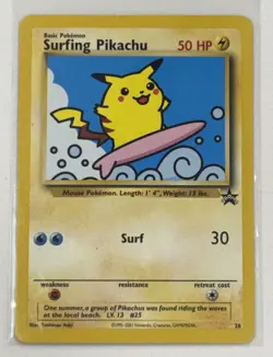 Pokemon TCG Surfing Pikachu Black Star Promo Card 28 WOTC LP - Image 1