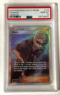 Nanu Full Art PSA 10 GEM MT 2019 Pokemon Sun & Moon Team Up #179/181 - Image 1