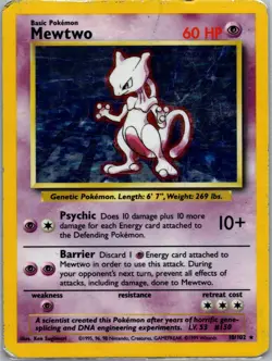 Mewtwo 010/102 - Pokemon TCG Base Set - Holo - Holo Rare -DMG - Image 1