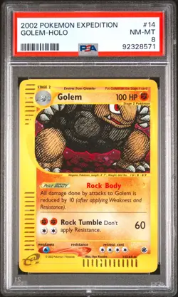 PSA 8 Golem Holo 14/165 Expedition E Series Pokemon Card 2003 TCG WOTC REGRADEU - Image 1