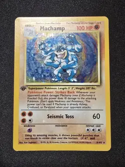 Pokemon TCG Machamp 1st Edition 8/102 Base Set Holo Rare WOTC Vintage MP - Image 1