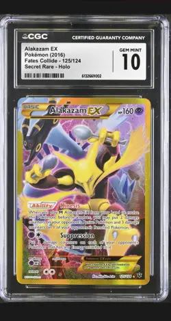 2016 Pokemon Alakazam EX Fates Collide 125 SECRET RARE HOLO CGC 10 - Image 1