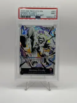 2025 One Piece Starter Deck ST21-001 Monkey D. Luffy Blk/Wht Alt Art PSA 9 - Image 1