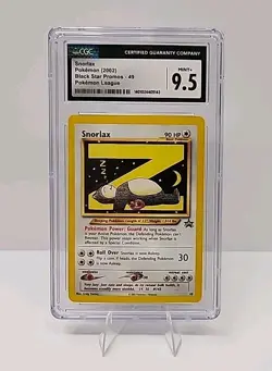 CGC 9.5 MINT+ Snorlax Z # 49 WOTC Black Star Promo Pokemon League Card Graded - Image 1