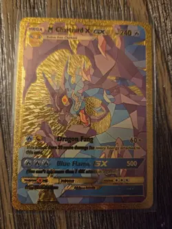 Pokemon M Charizard X GX GOLD Foil Fan Art Collector Card - 240 HP - Image 1