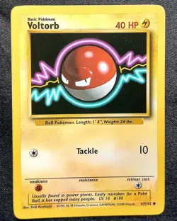 Pokemon Voltorb #67 Pokemon Base Set - Lightly Played - Image 1