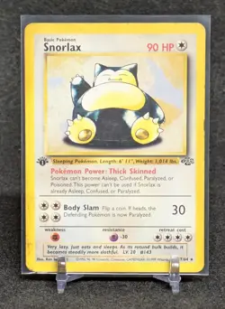 1999 Pokemon TCG WOTC Snorlax 1st Edition Non-Holo Jungle Rare 27/64 HP Damaged - Image 1
