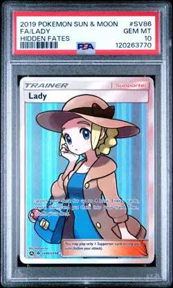 2019 POKEMON SUN & MOON HIDDEN FATES #SV86 FULL ART/LADY PSA 10 - Image 1