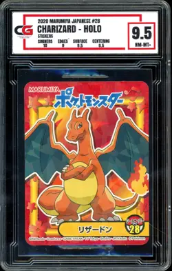 2020 Marumiya Pokemon Japanese Sticker CRACKED ICE HOLO 28 Charizard ~ CG 9.5 - Image 1