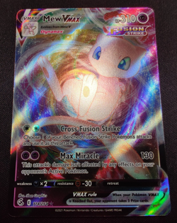 2021 Pokemon Fusion Strike SWSH08 Mew VMAX #114 Full Art Holo Mint - Image 2
