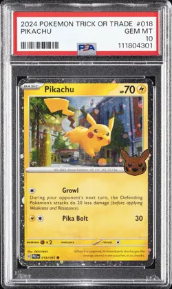 2024 POKEMON TRICK OR TRADE #018 PIKACHU PSA 10 - Image 1