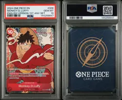 2024 ONE PIECE ENGLISH VERSION 1ST ANNIVERSARY SET #006 MONKEY D. LUFFY PSA 10 - Image 3