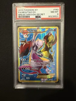 2015 POKEMON XY BREAKTHROUGH #163/162 MEWTWO EX SECRET RARE PSA 8 - Image 1