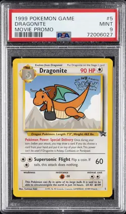 1999 POKEMON GAME MOVIE PROMO #5 DRAGONITE PSA 9 - Image 1