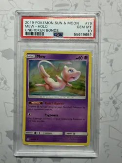 Pokemon MEW 76/214 HOLO RARE PSA 10 Gem Mint Unbroken Bonds POP 86 - Image 1