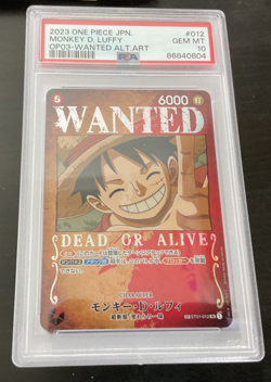 2023 One Piece OP03 Monkey D. Luffy #012 WANTED Alternate Art PSA 10 GEM MINT JP - Image 1