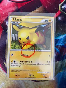 Pokemon TCG Pikachu 78/123 Heart Gold Soul Silver Base NM Error Misprint Dot - Image 1
