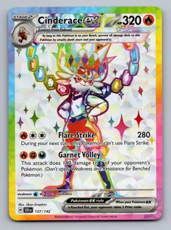 Cinderace ex 157/142 Ultra Rare Stellar Crown Pokemon Near Mint - Image 1