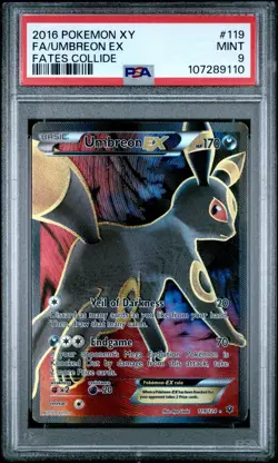 2016 PSA 9 Umbreon EX #119 Full Art FA Pokemon TCG XY Fates Collide - Image 1