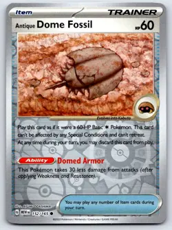 ANTIQUE DOME FOSSIL 152/165 REVERSE HOLO 151 POKEMON NEAR MINT - Image 1
