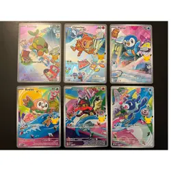 Pokemon First Partner Illustration Collection, Set of 6, Gen4 & Gen7 - Image 1