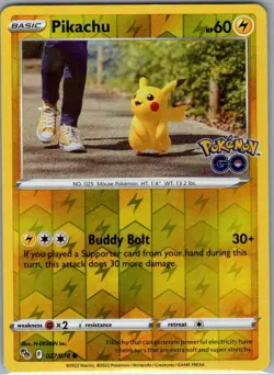 Pikachu 027/078 Reverse Holo Pokemon GO - Pokemon Card - NM - Image 1