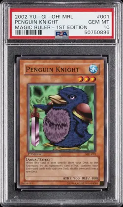 2002 YU-GI-OH! MRL-MAGIC RULER 1ST EDITION #001 PENGUIN KNIGHT PSA 10 - Image 1
