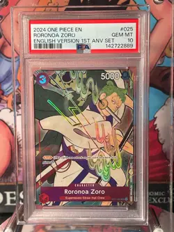 2024 ONE PIECE ENGLISH VERSION 1ST ANNIVERSARY SET #025 RORONOA ZORO PSA 10 - Image 3