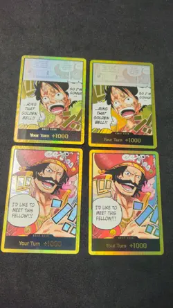 One Piece TCG OP13 and OP15 Gold DON Card Bundle Feauturing Luffy and Roger - Image 1