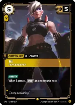Vi - Peacekeeper (Alternate Art) 176A/219 Showcase Riftbound Unleashed Card - Image 1