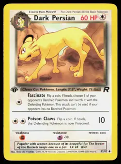 1ST EDITION DARK PERSIAN 42/82 VINTAGE UNCOMMON TEAM ROCKET POKEMON - Image 1