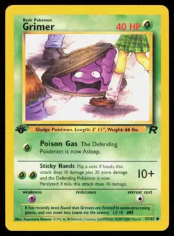 1ST EDITION GRIMER 57/82 VINTAGE COMMON TEAM ROCKET POKEMON - Image 1