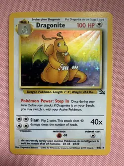 Dragonite 4/62 Fossil Holo Holographic Rare Vintage WOTC 1999 Pokemon Near Mint - Image 1