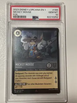 Disney Lorcana - MICKEY MOUSE “Musketeer” Rare FOIL 186/204 - PSA 10 - Image 1