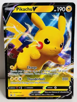Pokemon TCG Cards Pikachu V SWSH061 Black Star Promo Holo - Image 1