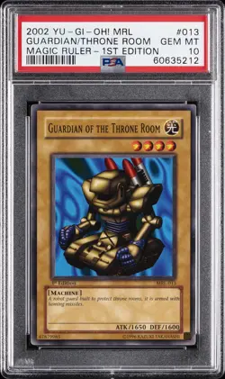 2002 YU-GI-OH! MRL-MAGIC RULER 1ST EDITION GUARDIAN OF THE THRONE ROOM PSA 10 - Image 1