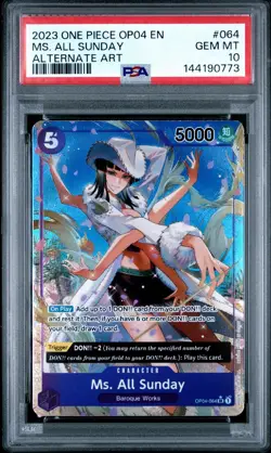One Piece TCG – Ms. All Sunday PSA 10 GEM MT OP04-064 Alternate Art 2023 - Image 1