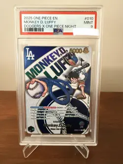 2025 One Piece En Dodgers X One Piece Night #010 Monkey D. Luffy PSA 9 MINT! - Image 1