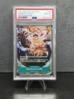 2025 ONE PIECE OP13 058 CARRYING ON HIS WILL MONKEY D LUFFY TREASURE RARE PSA 10 - Image 1