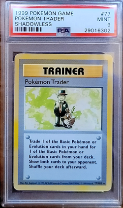 Pokemon Trader #77 Shadowless | 1999 Base Set English | PSA 9 - Image 1