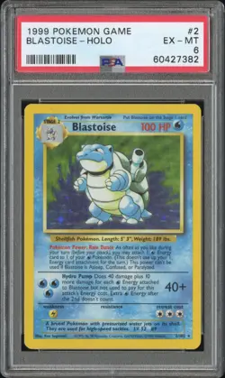 1999 Pokemon Base Set Blastoise Holo #2 PSA 6 - Image 1