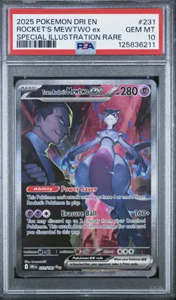 Pokemon 2025 Team Rocket's Mewtwo ex 231/182 SIR Destined Rivals GEM MT PSA 10 - Image 1