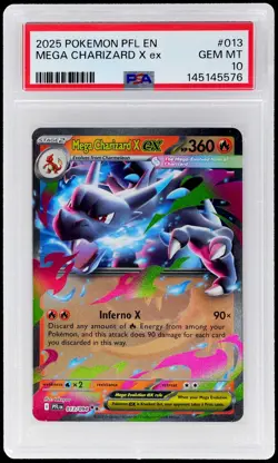 2025 Pokemon Mega Evolution Phantasmal Flames Mega Charizard X EX #013 PSA 10 - Image 1