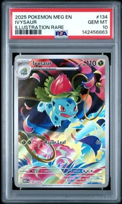 2025 POKEMON MEGA EVOLUTION #134 IVYSAUR ILLUSTRATION RARE IR PSA 10 Gem Mint - Image 1
